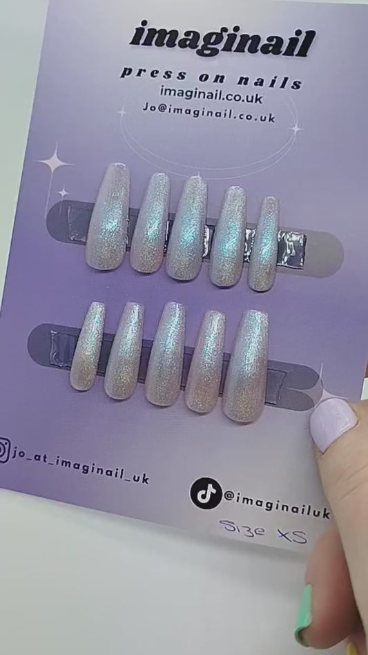 Silver/Pale blue Cat-eye shimmer, Size XS